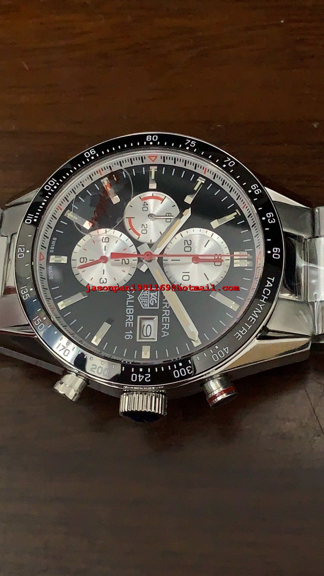 Jason Watch ShopââTag heuer Carrera SS/Black Ceramic Bezel Black Face Quartz Chrono(Scratch 